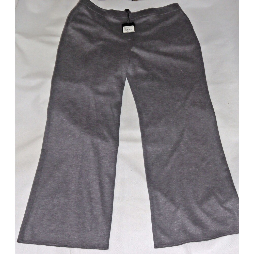 St.‎ John Collection EMMA Grey Melange Flare Leg Stretch Wool Flat Front Pant 18